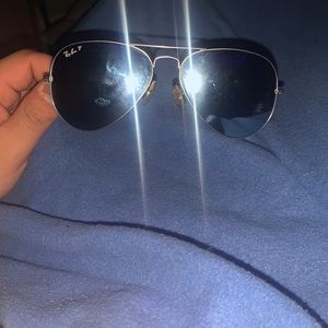 Ray-Bans, Blue lens with gray outline,